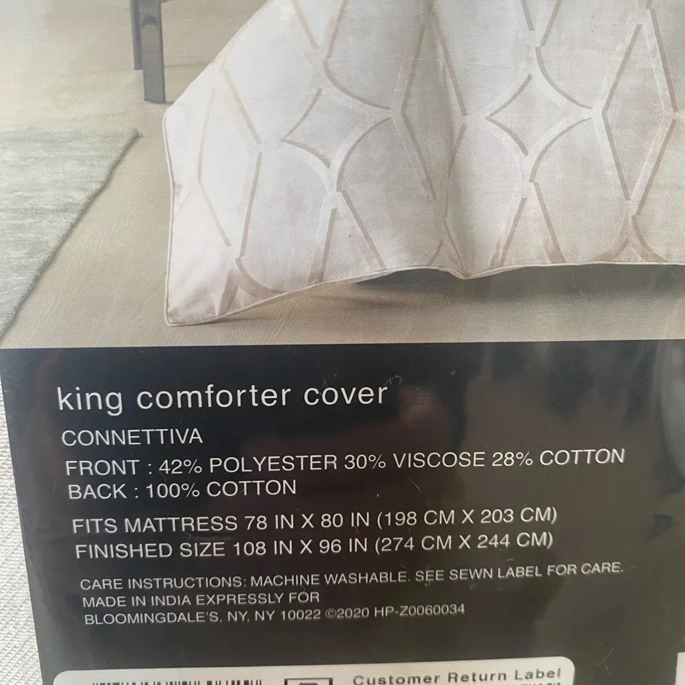 Hudson Park Connettiva King Duvet Cover. Champagne and 2 STANDARD Pillow Case